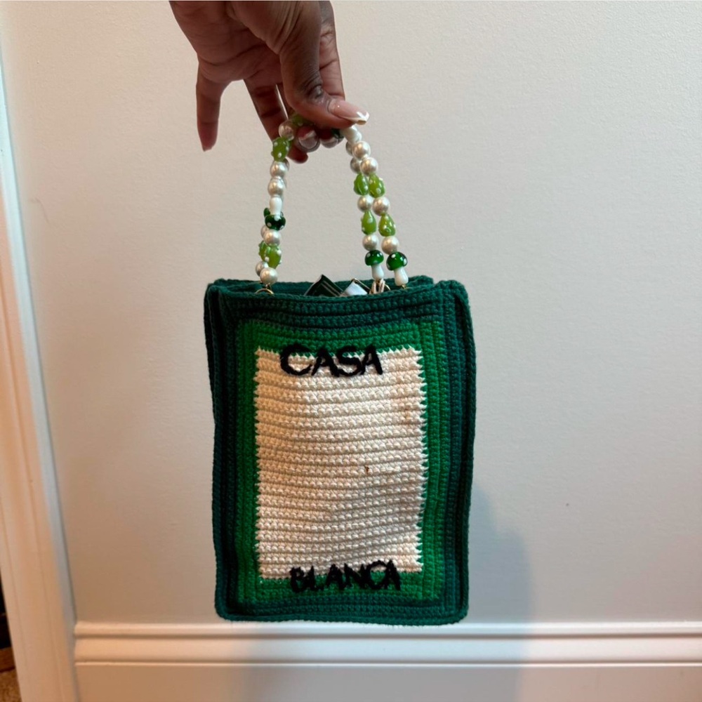 Green and Cream Casa Blanca Crochet Bag